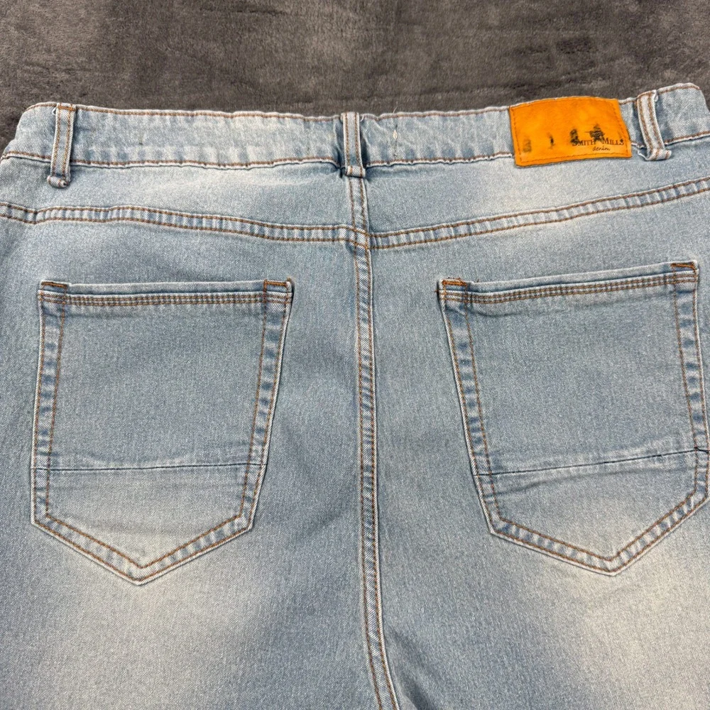 Smith & Mills Denim Jean Shorts Mens 38 Light Wash Stretch Good